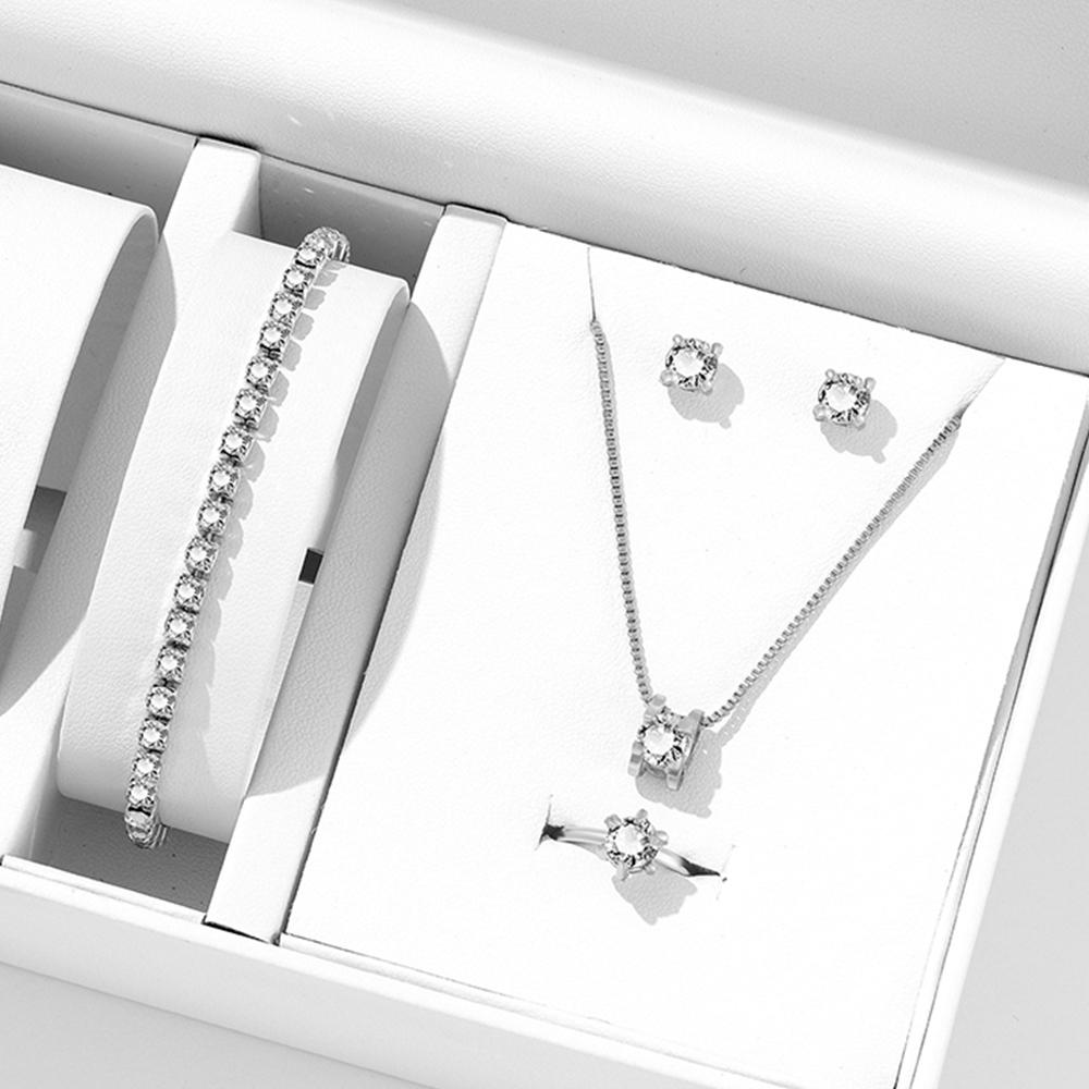 

Набор из 5 предметов медь циркон модный и элегантный простой и изысканный набор ожерелье кольцо серьги браслет комбинированный набор