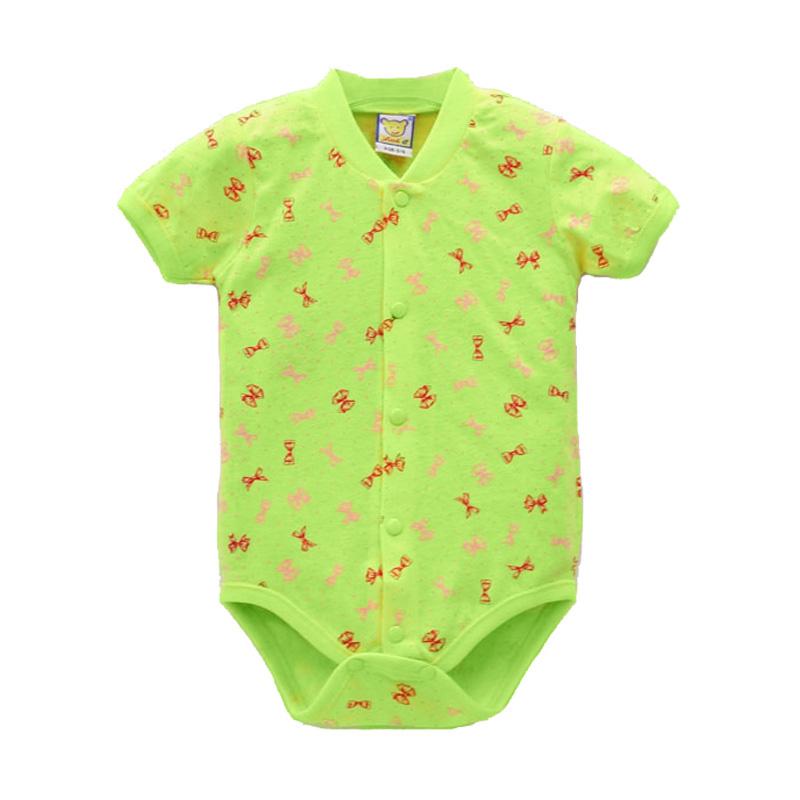 Baby 100% Cotton Short Sleeve Romper Boys And Girls Summer Printing O Neck Snap Button Newborn Clothing
