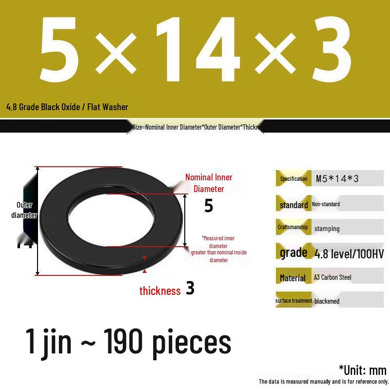Blackened Enlarged Thickened Metal Washer - M3-M42