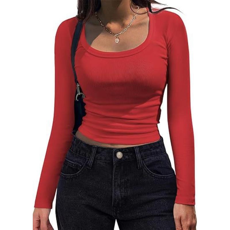 YYFS Damenmode Casual Frühling Herbst Einfarbig Druck Langarm U-Ausschnitt Blusen & Hemden