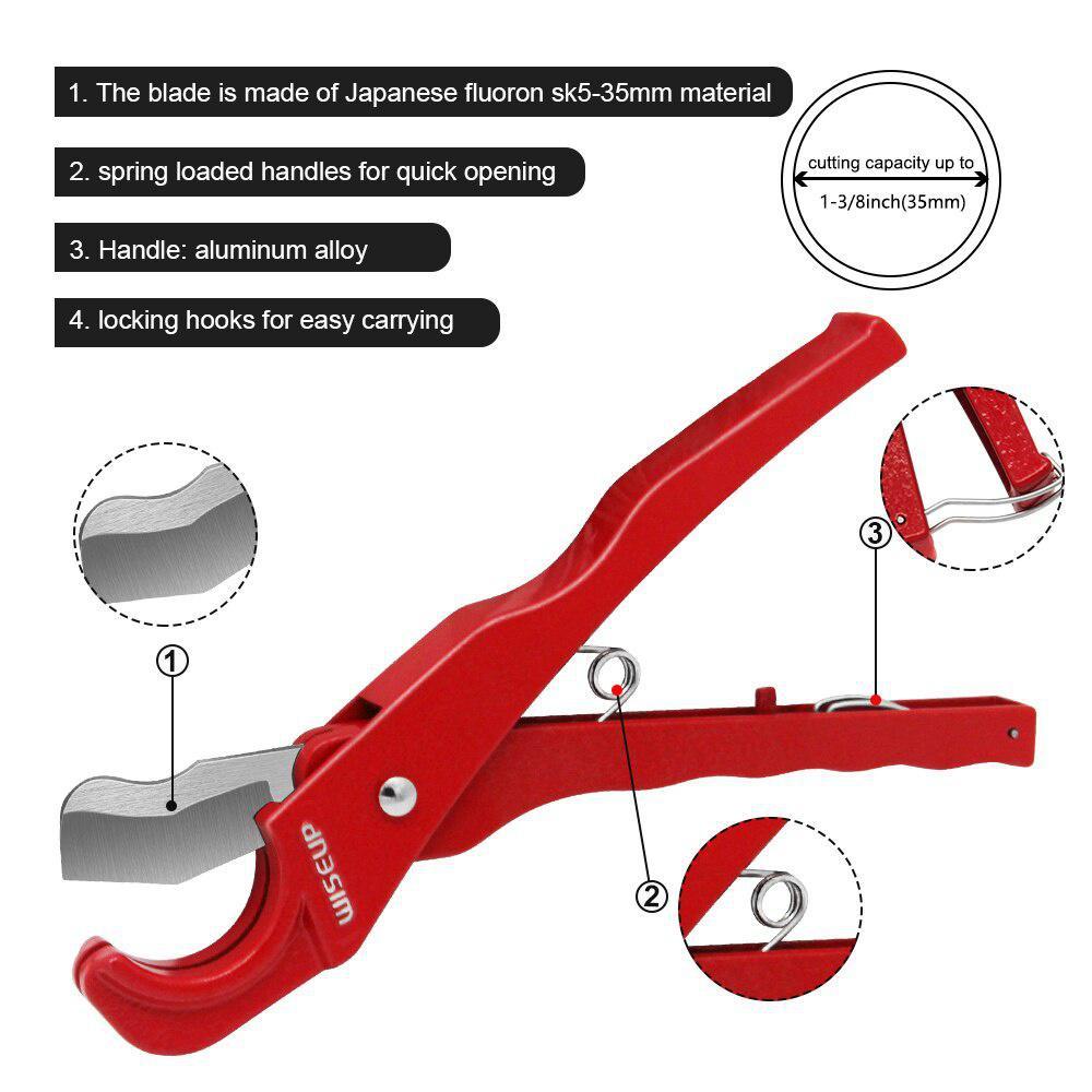 WISEUP Ratchet PVC Pipe Cutter Heavy Duty PPR Plastic Tube Cutting Tool Hose Scissors For Home Working and Plumbers Hand Tools