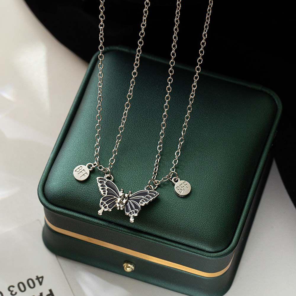 BFF Necklace Magnetic Necklaces Butterfly Pendant Choker Women's Jewelry Couple Clavicle Chain