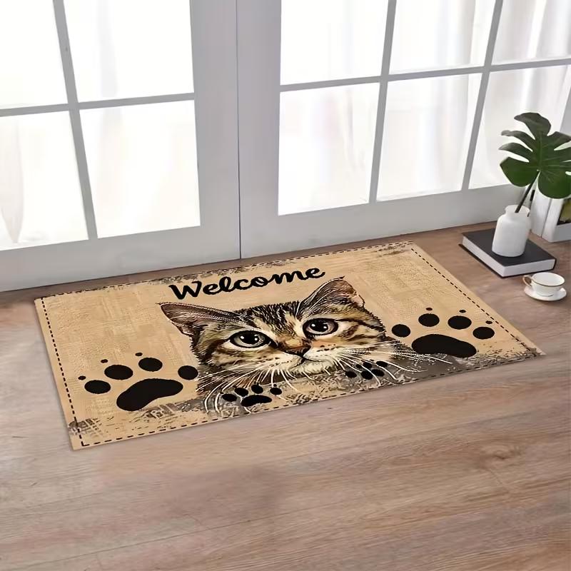 Cute Pug Welcome Home Doormat Spring Summer Outdoor Theme Fade-Resistant Soft Comfort Mat Suitable for Indoor Outdoor Home Decor