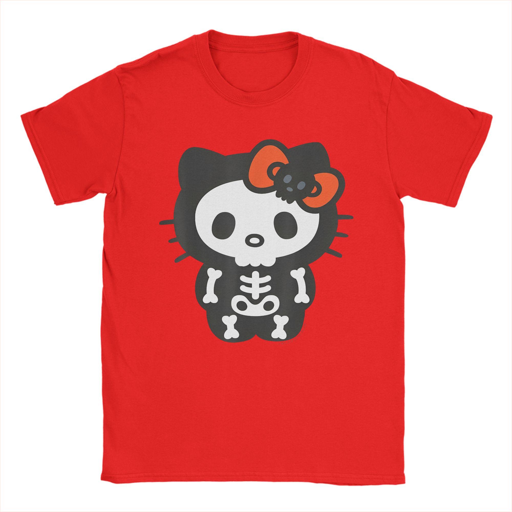 

Unisex TShirts Hello Kitty Skeleton Halloween Funny 100 Cotton Tee Shirt Short Sleeve T Shirts Round Neck Clothes Printed S