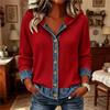 Women's Casual Denim Patchwork Hooded Knit Button Front Jacket