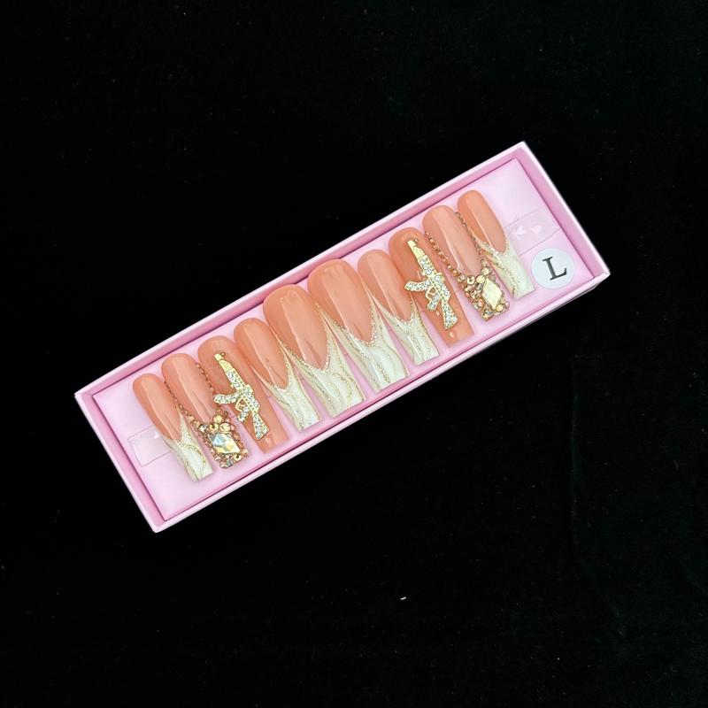 INS Hot Selling Accept Customization Duck Shape Artificial Fingernails Manicure False Nails with Glue Stickers Press on Nails
