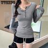 Women's Long Sleeved T-shirt Base Shirt Women's Slim Long Sleeved T-shirt Early Autumn Simple Student Top