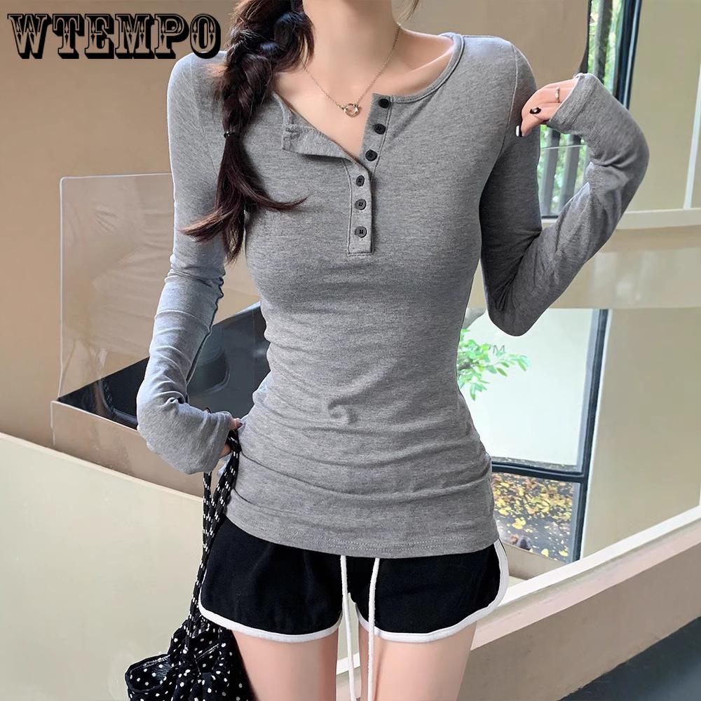 Women's Long Sleeved T-shirt Base Shirt Women's Slim Long Sleeved T-shirt Early Autumn Simple Student Top