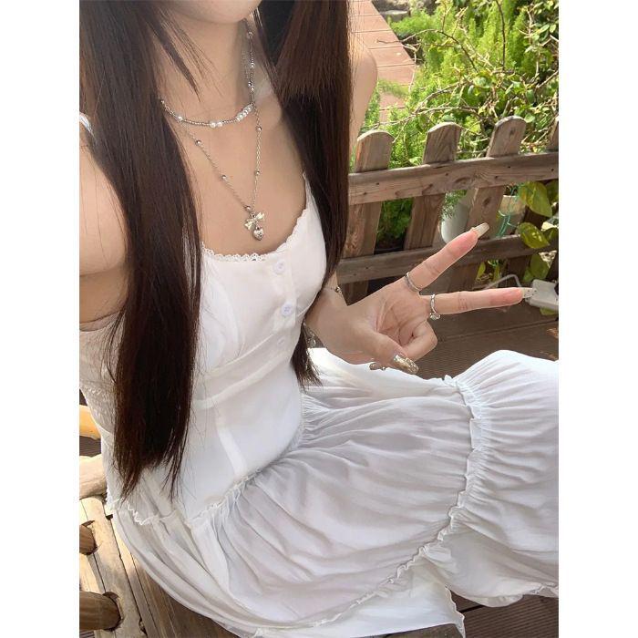 Pink Tassel Camisole Dress - Vacation Seaside Style