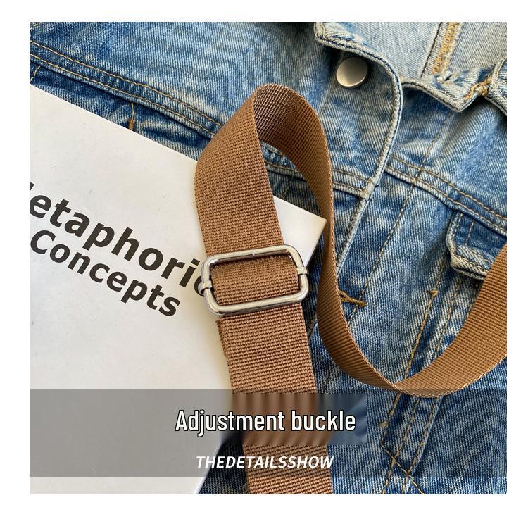 Japanese-Style Canvas Crossbody Bag: Double Pocket, Large Capacity, Women's Tote, Solid Color, Perfect for Students and Commuting.