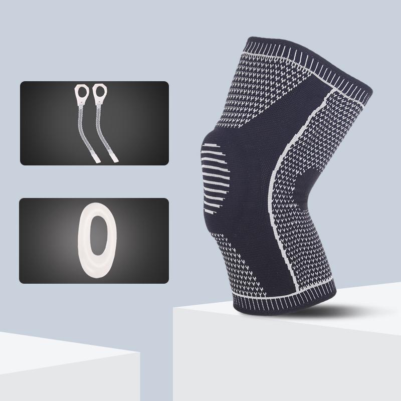 

Professional Compression Knee Brace Support Protector Sport Kneepads Silicone Knee Pads for Basketball Football L(60-75KG) чёрный