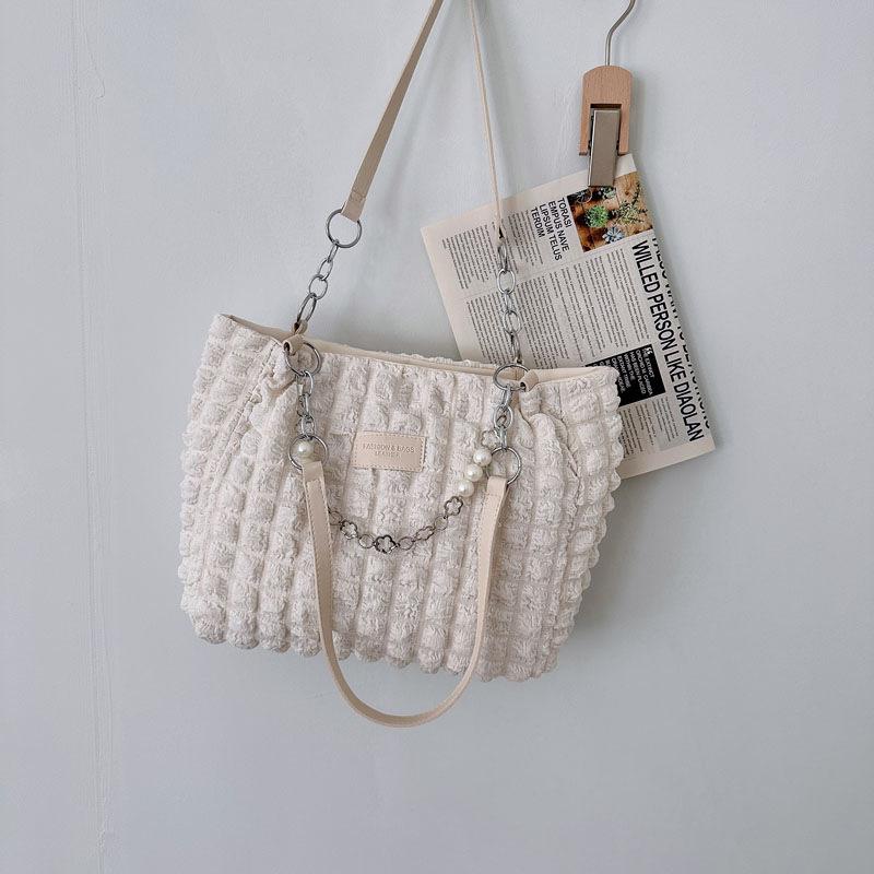 Stylish and Simple Pleated Shoulder Bag, Summer New Versatile Solid Color Underarm Bag, Commuter Portable Tote Women's Bag