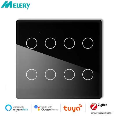 Melery 4x4 Brasilien Zigbee Lichtschalter Touch Sensor Panel Tuya Smart Life Neutralleiter 4/6/8 Gang Fernbedienung von Alexa Dot Google Home