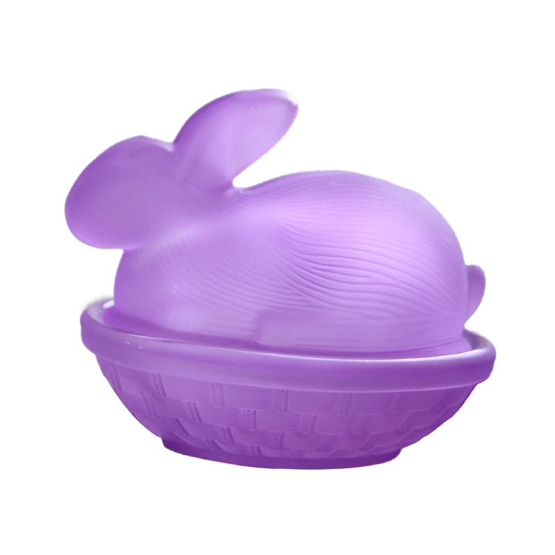 Vintage Glass Rabbit Candy Dish With Lid, Colorful Crystal With Lid Funny Candy Jars For Dessert