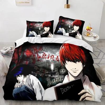 Death Note Posteľná súprava Jednolôžková Dvojlôžková Plná Queen King Size Posteľná súprava Dospelí Deti Spálňa Súpravy obliečok na prikrývku 3D Tlač Anime Death Note