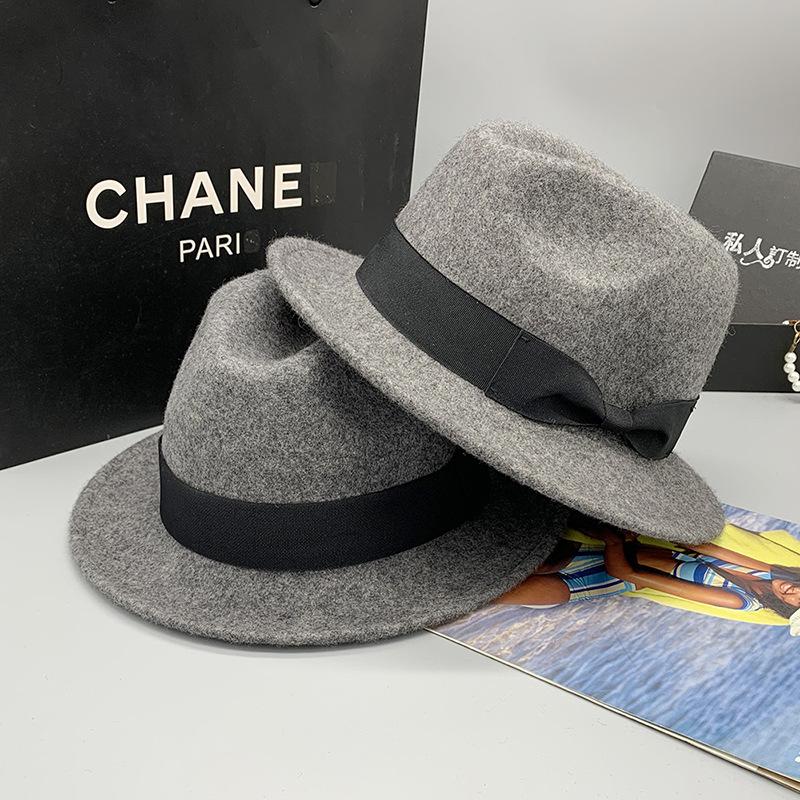 Hot sale ebay autumn models hemp gray short brim flat edge cone versatile top hat men and women, gentleman's hat