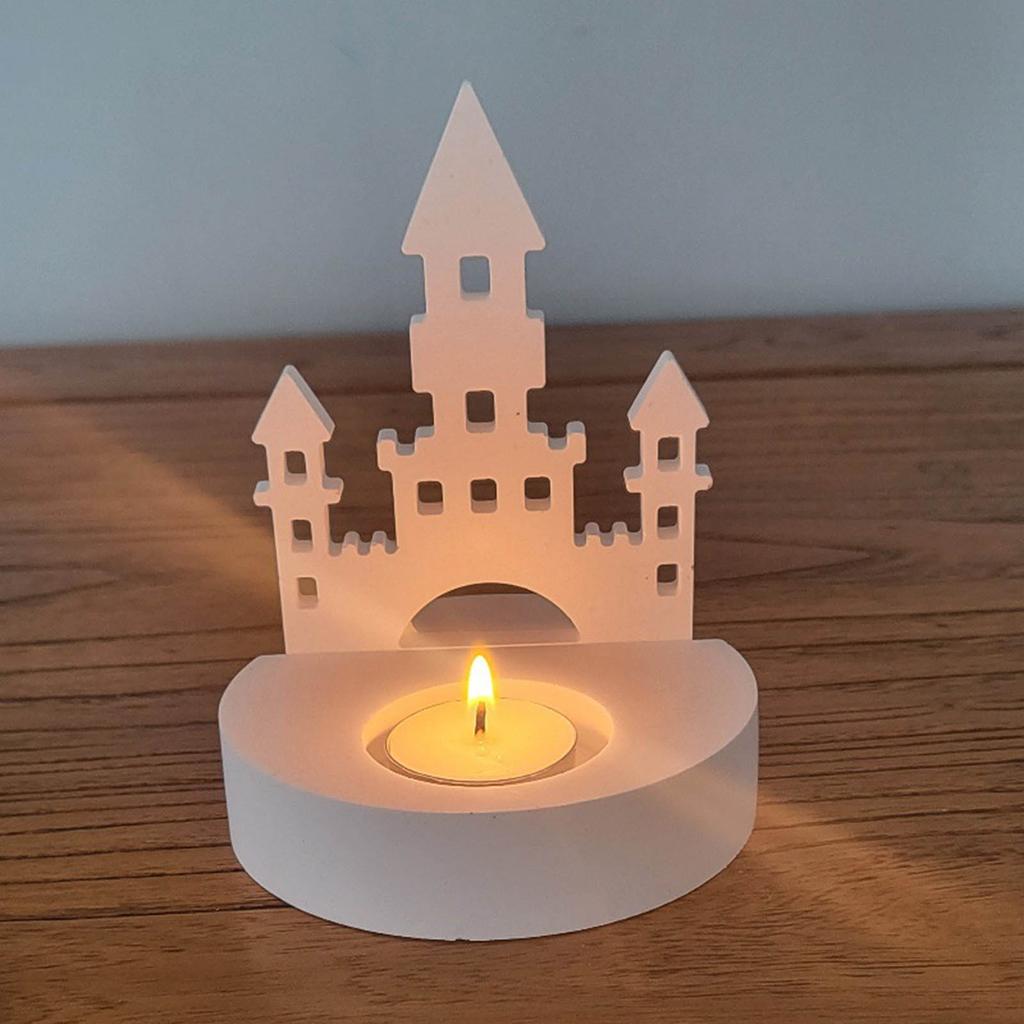 Castle House Candle Holder Resins Moulds Gypsum Clay Molds Candlesticks Silicone Molds Castings Molds Home Decorations