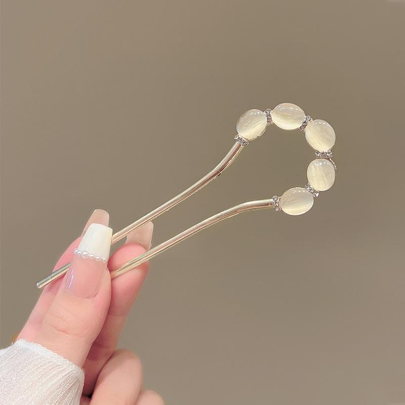 Elegant Pearl U-shaped Hairpin for Women - New Chinese Style Updo Accessory 2025