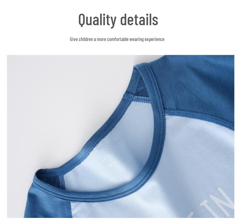 Wiosenno-letni bawełniany zestaw piżamy dla dziewczynek klasy A: Uroczy, Domowy Strój z Okrągłym Dekoltem dla Średniego Dziecka - Jesienne Spodnie w Zestawie