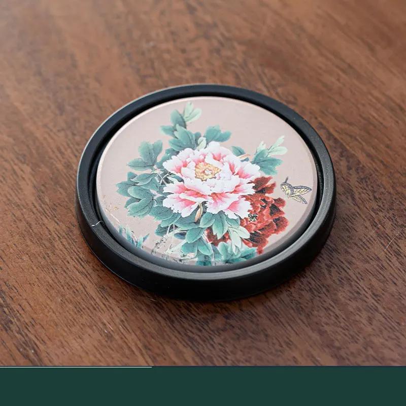 1PCS New Chinese Style Ceramic Absorbent Coaster Heat-resistant Anti-skidding Kung Fu Tea Cup Holder Insulation Pad