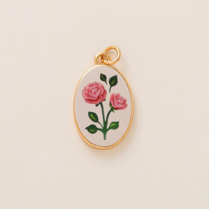 Simple And Versatile Color Blocking Butterfly Love Flower Diy Pendant Accessories Gold-Plated Color Preservation