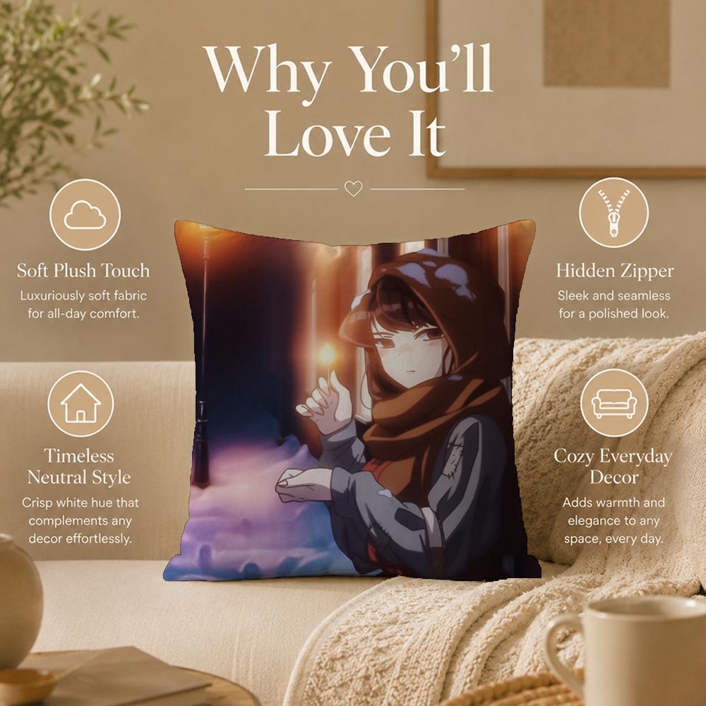 Anime K-Komi Can't CommunicateS Cushion Cover Double-Sided Printed Pillow Cover Hypoallergenic Dust-Mite Proof