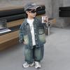 Boys' Denim Streetwear Set - 2025 Spring/Autumn Korean Style Three-Piece for Little Bad Boys