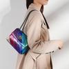 Stylish Colorful Rainbow Patchwork Shoulder Bag With Chain Strap For Women