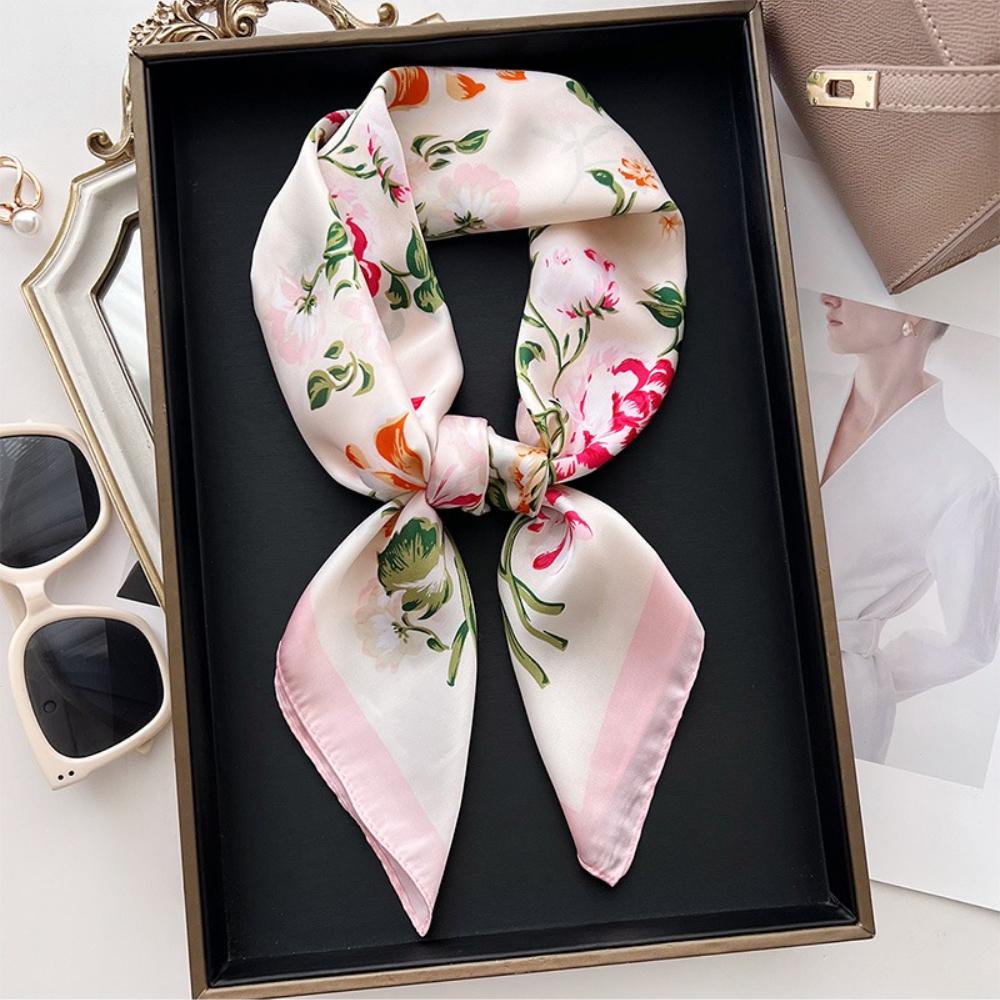 Luxury Print Square Silk Scarfs For Women Decorate Neck Ties Fashion 70*70Cm Kerchief Lady Summer Beach Hijab Female Neckerchief