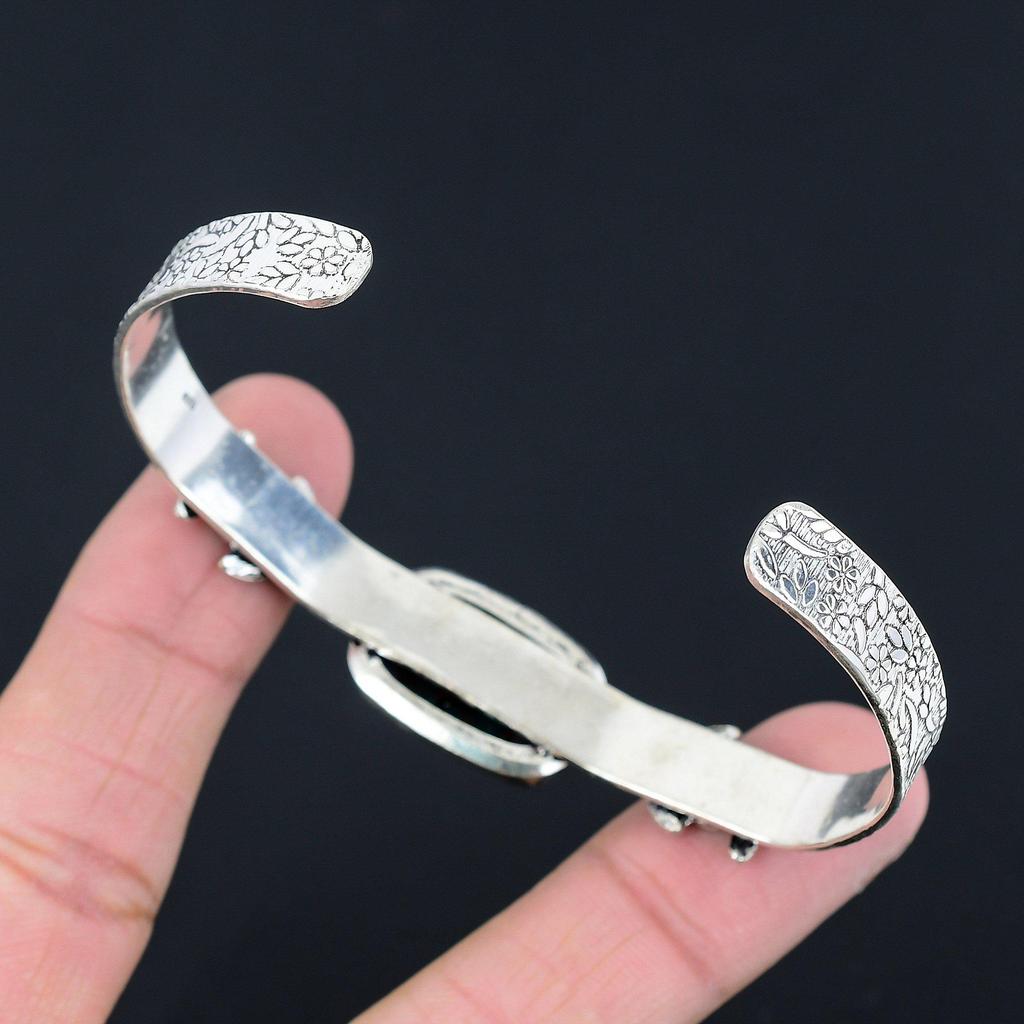 Sisters Day Sale 925 Sterling Silver Bloodstone Gemstone Wedding Flower Bangle