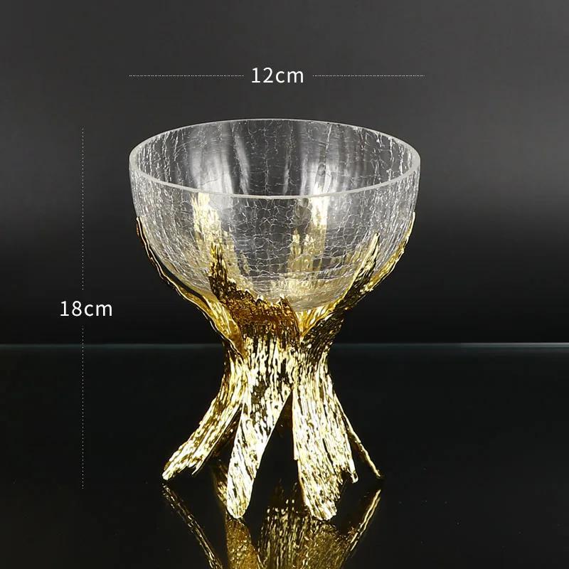 Light Luxury Metal Glass Fruit Plate High Foot Wedding Party Candy Snack European Home Decoration
