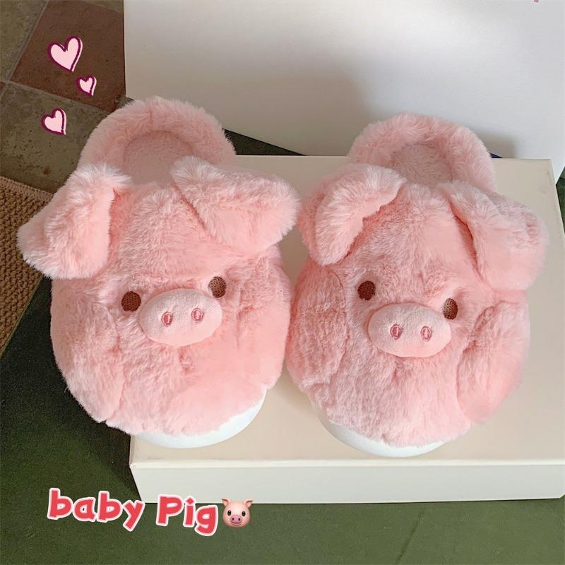 New Soft and Thick-soled Woolen Home Shoes, Cute Cotton Slippers for Women