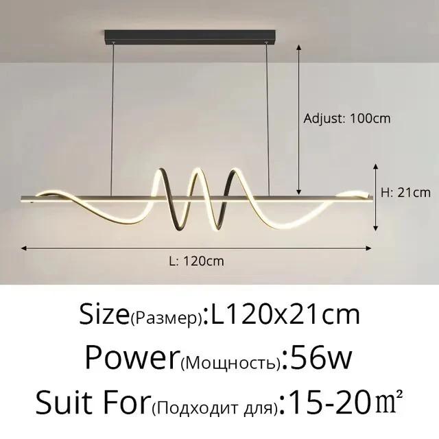 Nordic dining table pendant light modern living room pendant light home lighting bedroom decoration strip linear wave light