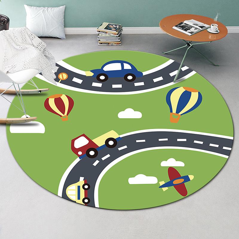 Decorative Carpet Cartoon Printed Area Rugs Round Carpet for Living Room Floor Mat Anti-Slip Mat