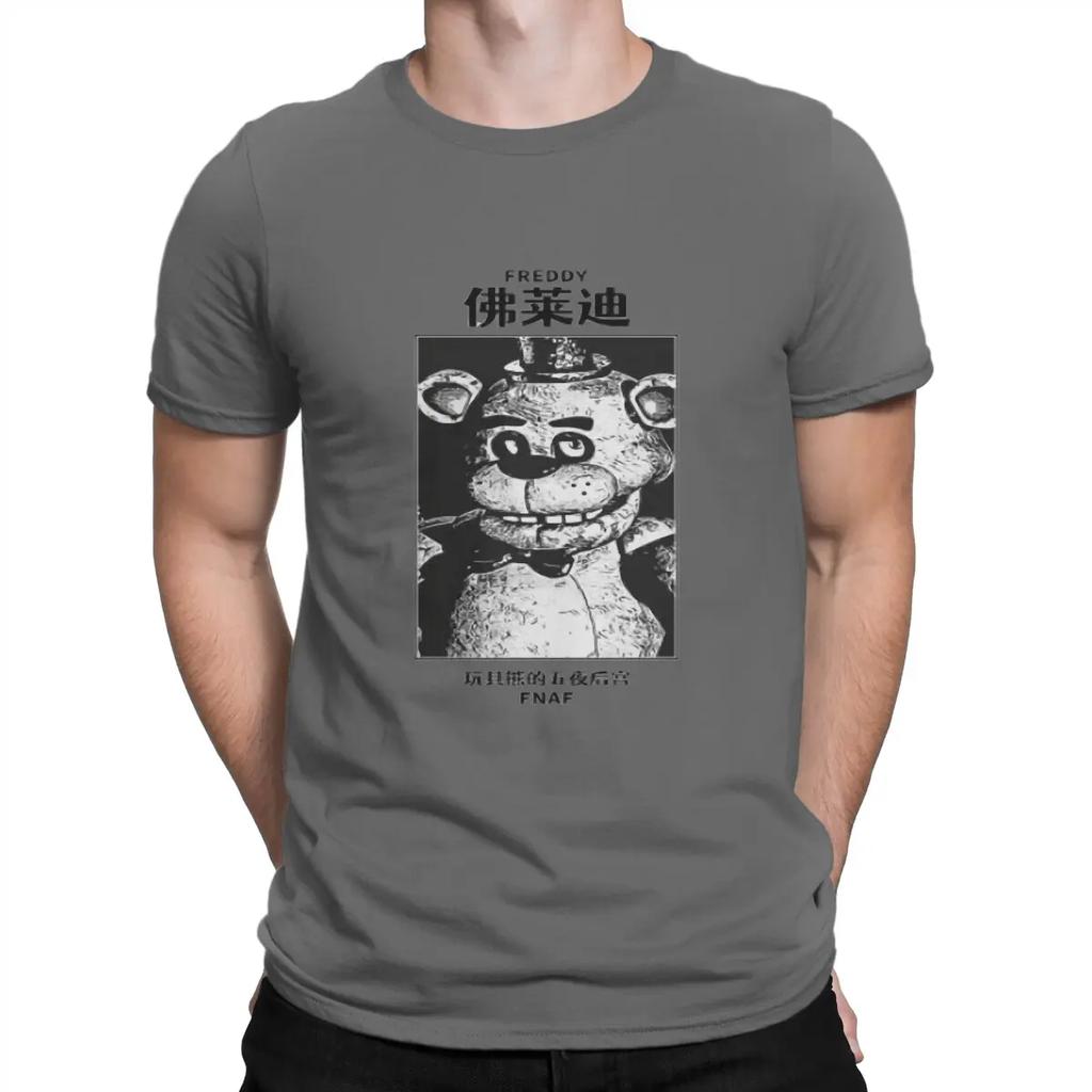 FNAF Men's T Shirts F-Fazbears Crazy Tees Short Sleeve Crew Neck T-Shirt Cotton Graphic Printed Tops