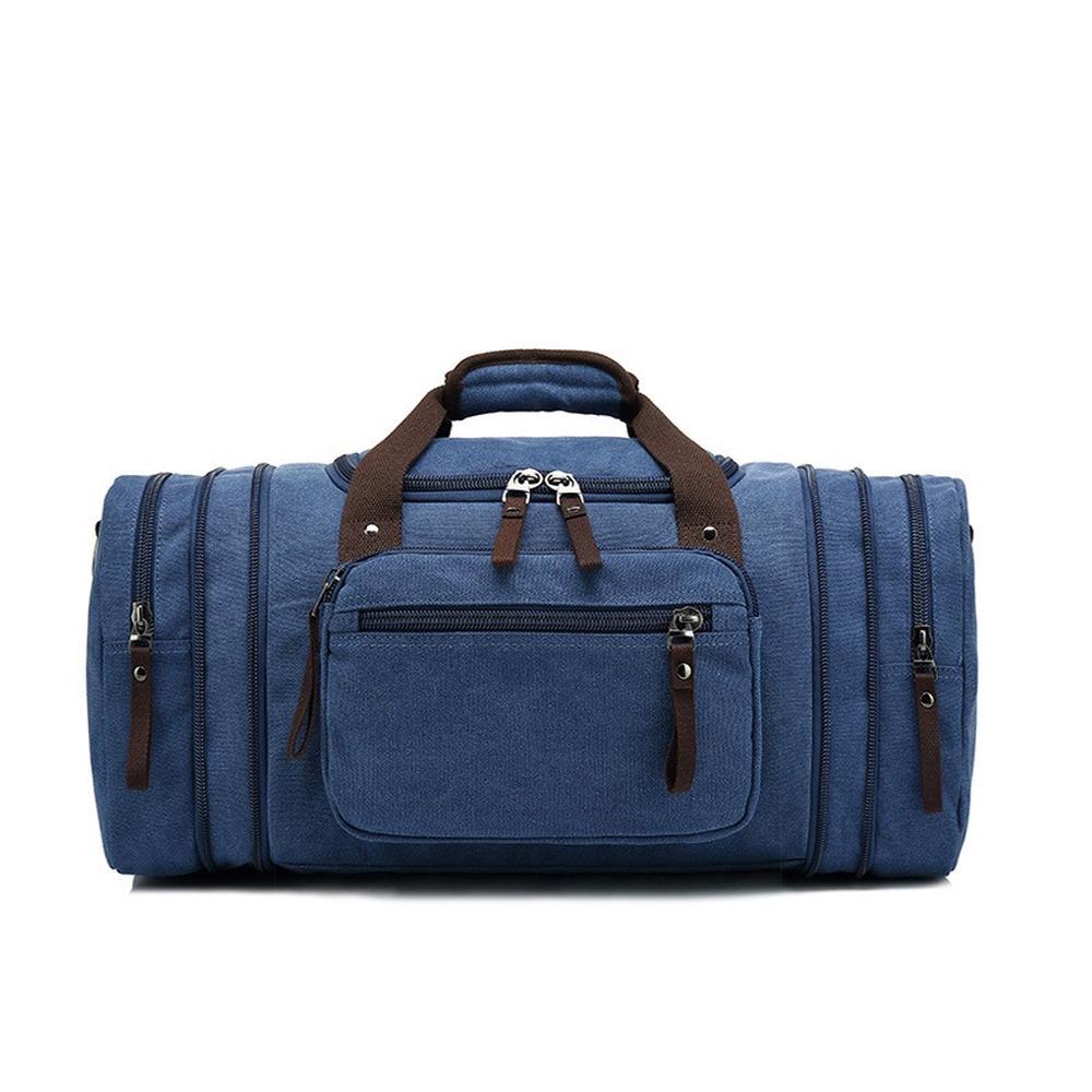 IELGY Мужская портативная холщовая сумка для путешествий, рюкзак-мессенджер, большая вместительная повседневная сумка через плечо синий