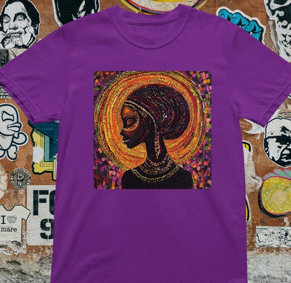 African Woman Afrocentric Queen T-Shirt Art Tee Black Culture S
