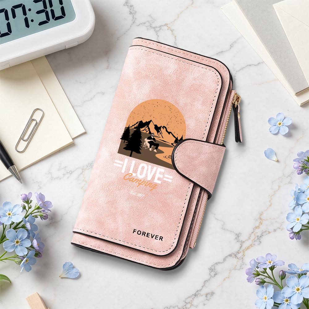Fashion Camping Pattern Wallet Portable Durable Multi Card Slot Casual Purse