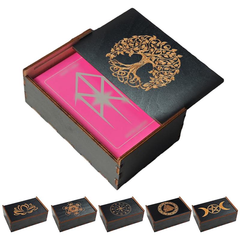 Tarot Card Case Vintage Wooden Trinket Box  Jewelry Box Small Wood Vintage Multi-functional Box For Tarot Card accessory