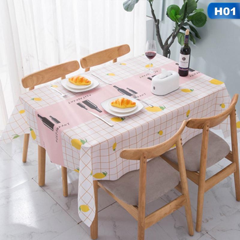 Plastic PVC Rectangula Grid Printed Tablecloth Waterproof Oilproof Kitchen Dining Table Colth Cover Mat Oilcloth Antifouling