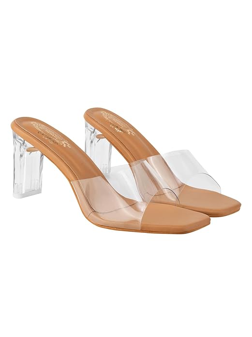 Shoetopia Transparent Detailed Heels Casual & Party Footwear For Women & Girls
