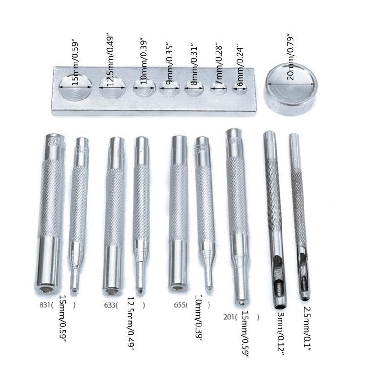 11x Leather Punch Tool Die Punch Snap Kit Rivet Setter for Install Rivet Button