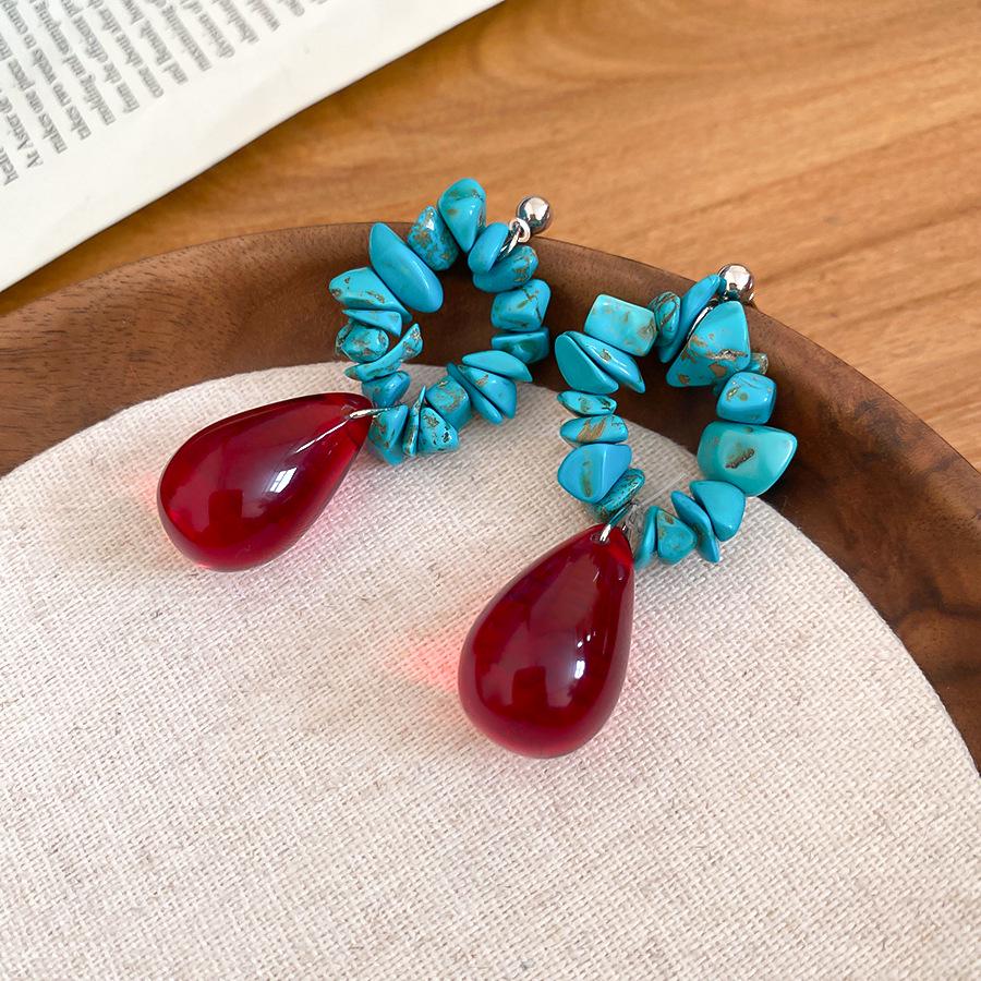 Серьги-капли в этническом стиле с серебряной иглой: Ретро-серьги-подвески с бусинами в европейском и американском стиле