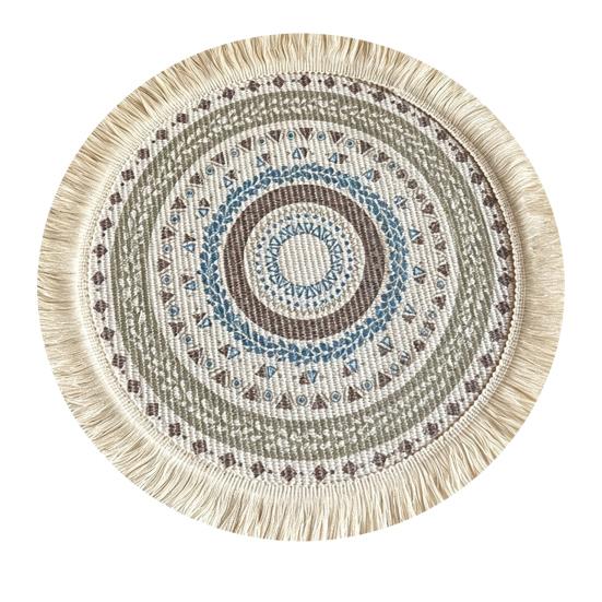 Yousheng Vintage Round Coasters, Pastoral Cotton Linen Placemats, Soft Jute Tassels Drink Mats, Handwoven Table Pads Mats Accessories