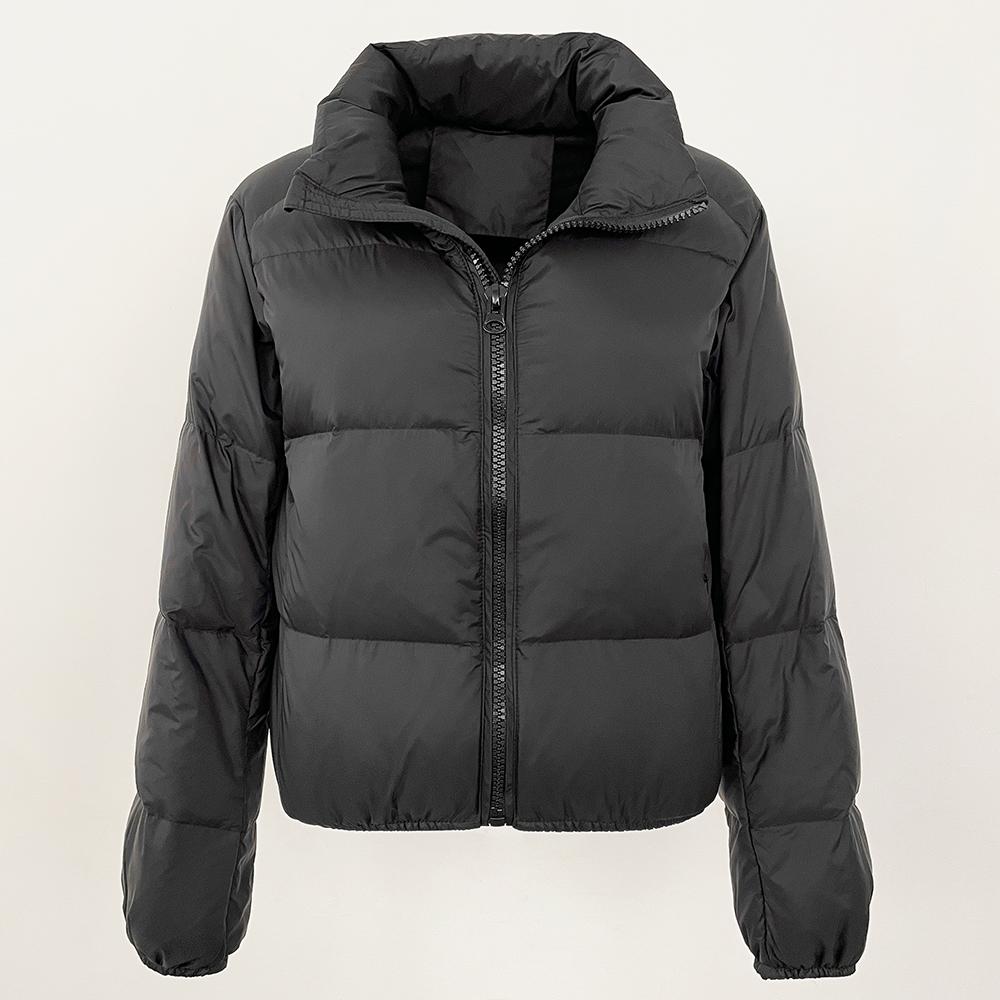 

OFTBUY Зимняя утолщенная пуховая куртка женская с воротником-стойкой, короткое пальто 90% белого утиного пуха, теплая куртка для повседневных поездок на работу M чёрный