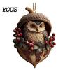 Hedgehog Fox Deer Holiday Decors Pine Cone Animal Christmas Ornaments, 2D Flat Acrylic Forest Xmas Tree Pendant, Winter Fairy Tale Baubles Cute