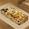 Golden Rat Patterned Tempered Glass Design for iPhone16 17 Pro Max 15 14 13 12 11 ProMax Phone Case Camera Cover Shockproof H