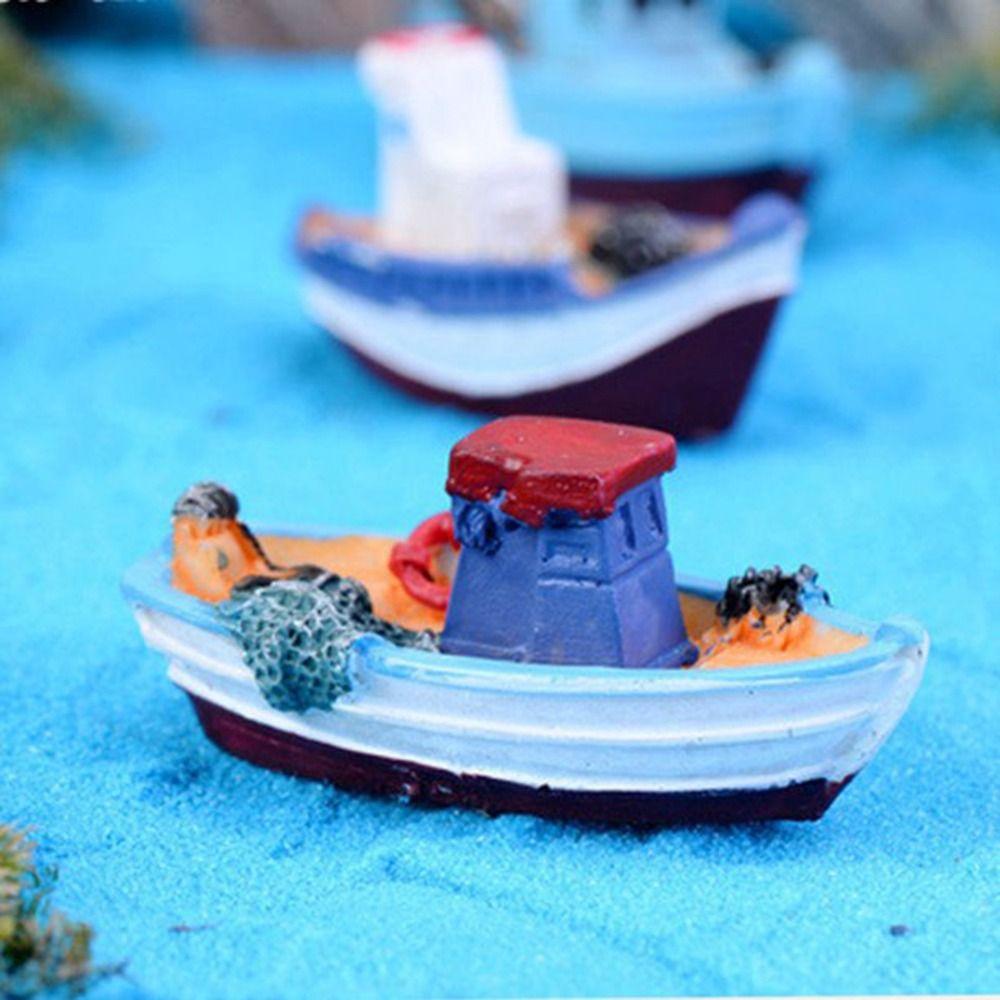 Micro Landscape DIY Aquarium Fishing Boat Yacht Boat Boat Model Tabletop Ornaments Fishing Ship Toy