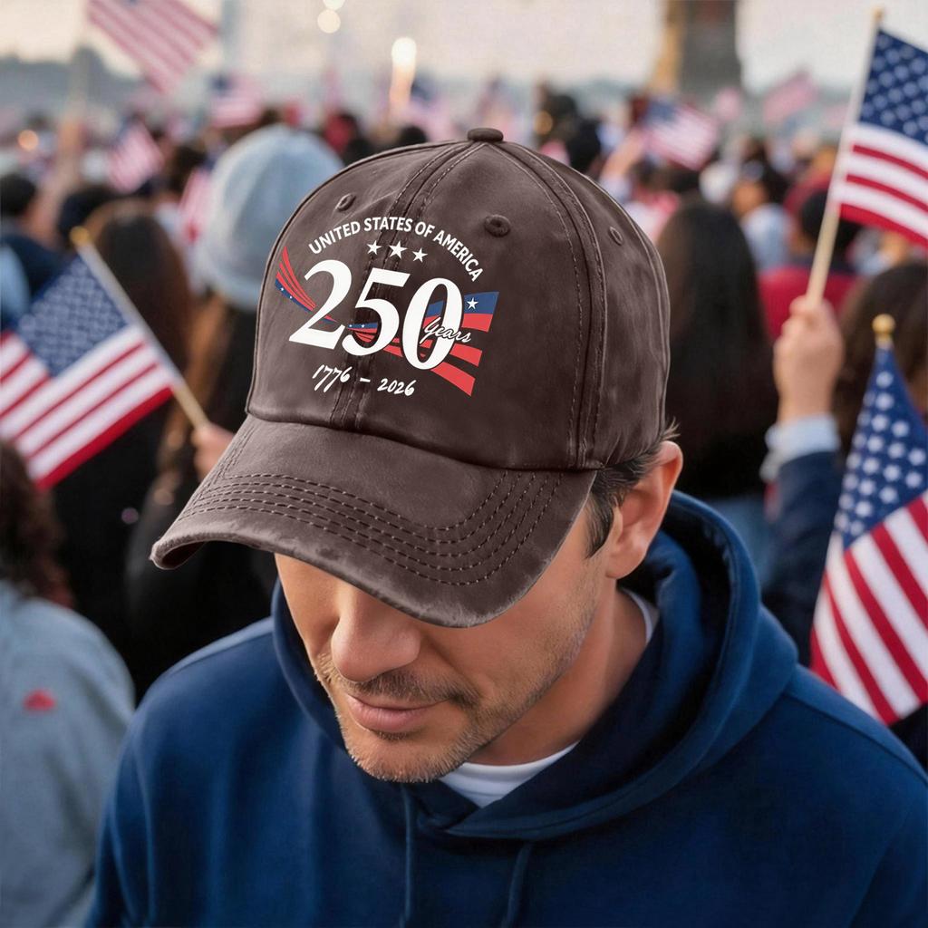 Men's and Women's Matching American 250th Anniversary Anniversary Embroidered Vintage Washed Baseball Cap