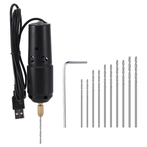 KDSSYFT Electric Pin Vise for Resin Drilling, USB Powered, Includes 10 Bits, Ultra-Fine Hand Drill for Crafts, Handmade Tools, and Plastic Models